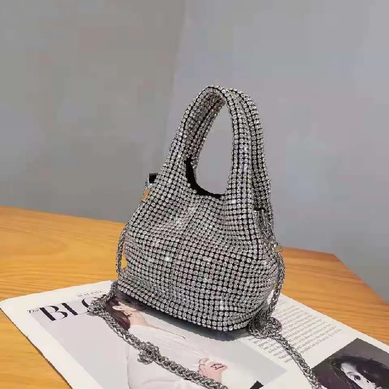 2022 Shenglu New Fashion Lady Women Rhinestone Vest Basket Handbag Purse Tote Bling Diamond Party Evening Shoulder Crossbody Bag