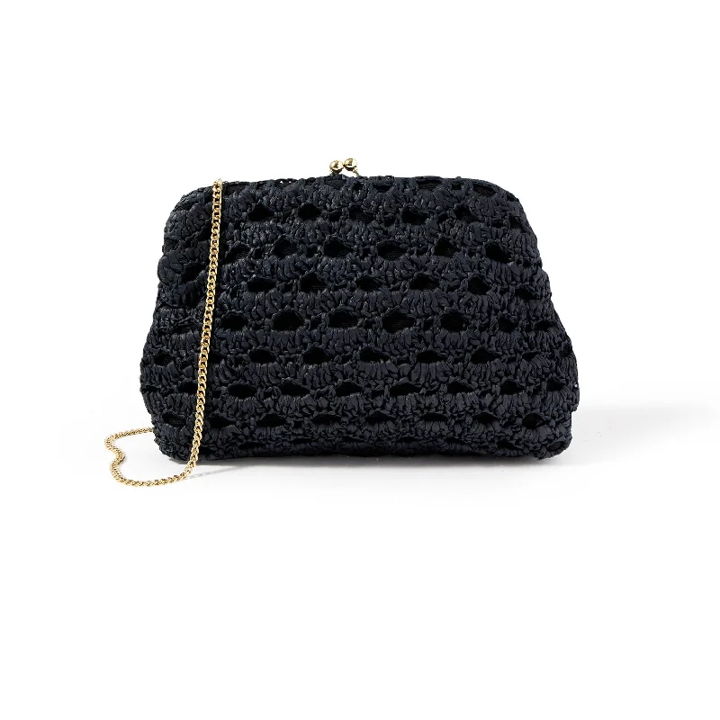 Accessorize London Women's Black Raffia Clutch Party Bag