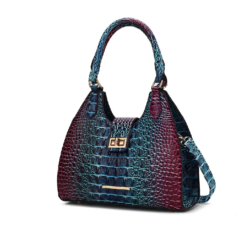 Ava Gradient Rainbow Faux Crocodile-Embossed Vegan Leather Women’s Tote by Mia K