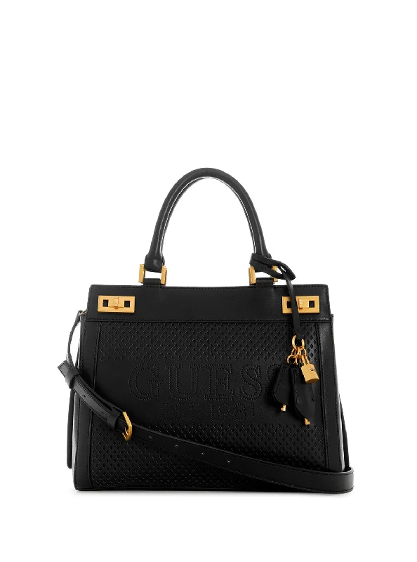 Black Katey Perf Satchel Bag