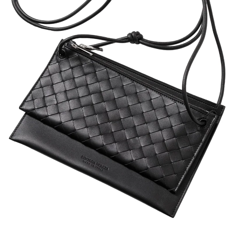 Bottega Veneta 2-Compartment Woven Leather Clutch