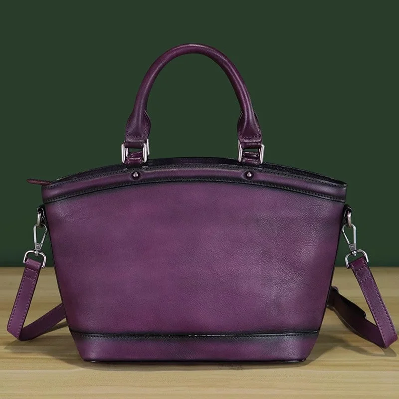 Chic Womens Leather Small Crossbody Bag Purple Leather Handbags