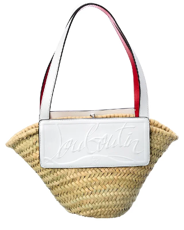 Christian Louboutin Loubishore Small Straw & Leather Tote