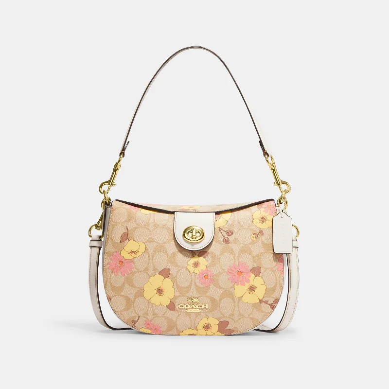 Coach Outlet Ella Hobo In Signature Canvas With Floral Cluster Print