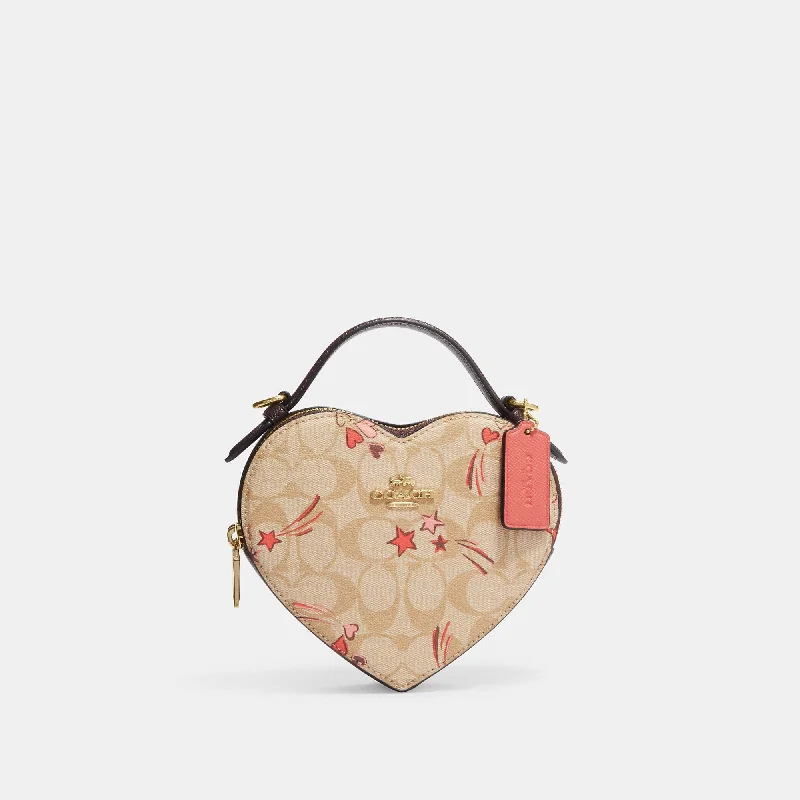 Coach Outlet Heart Crossbody In Signature Canvas With Heart And Star Print