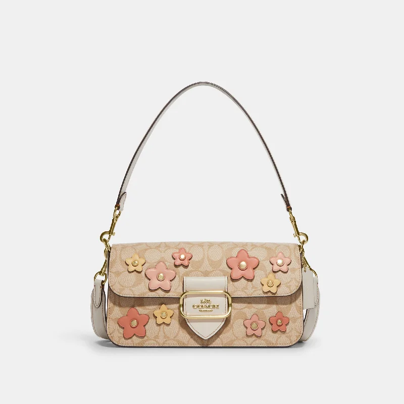 Coach Outlet Morgan Shoulder Bag In Signature Canvas With Floral Applique