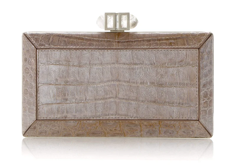 Crocodile Nude Faceted Clutch