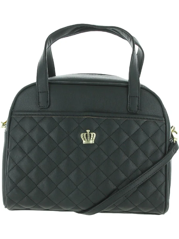 Crown Royal Womens Quilted Faux Leather Satchel Handbag