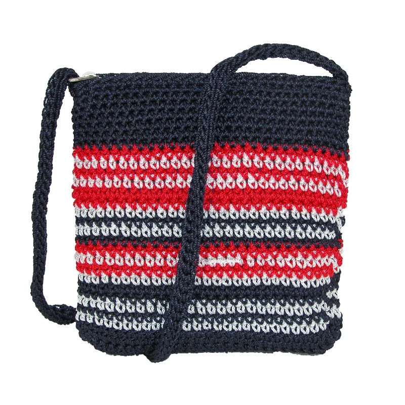 CTM® Women's Striped Crochet Crossbody Handbag