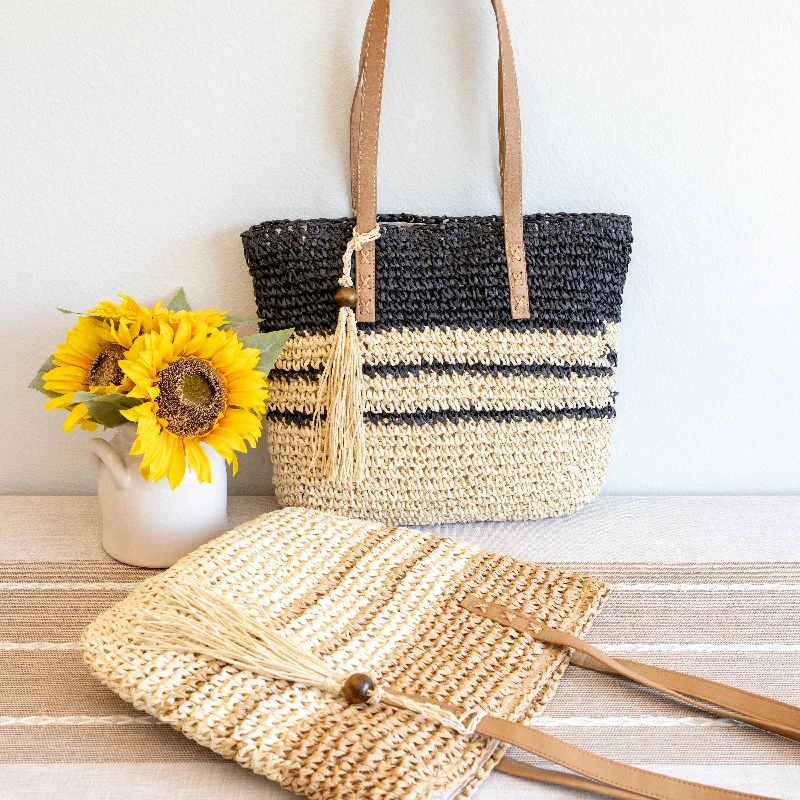 Elena Handbags Straw Woven Summer Beach Tote