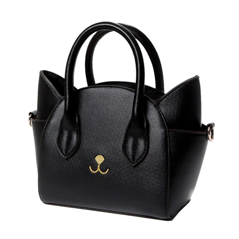 Fashion lovely women's pu leather top-handle shoulder bags female cute Cat Messenger handbags lady small totes wonderful gift