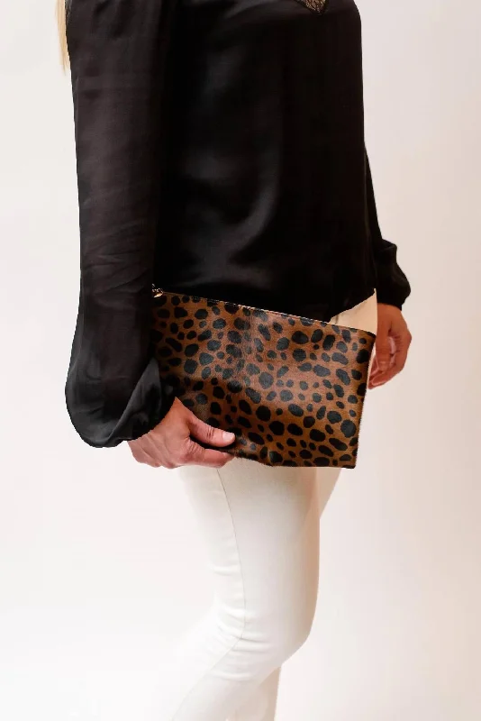 Foldover Clutch In Leopard