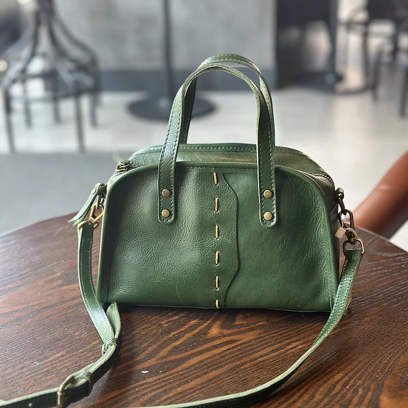 Green Leather Crossbody Purse Small Over The Shoulder Purse