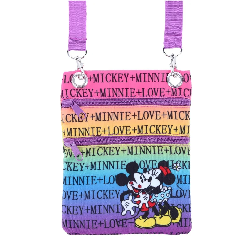 Jerry Leigh Disney Mickey and Minnie Mouse Rainbow Passport Crossbody Bag