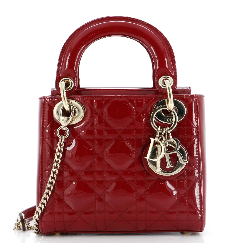 Lady Dior Chain Bag Cannage Quilt Patent Mini