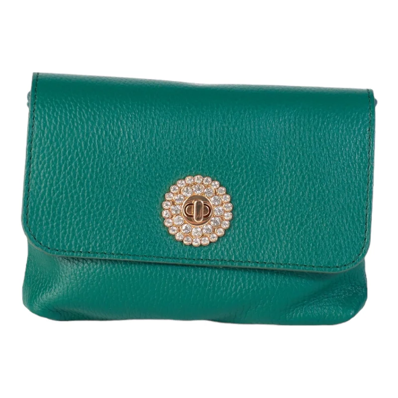 Leather Clutch with Gem