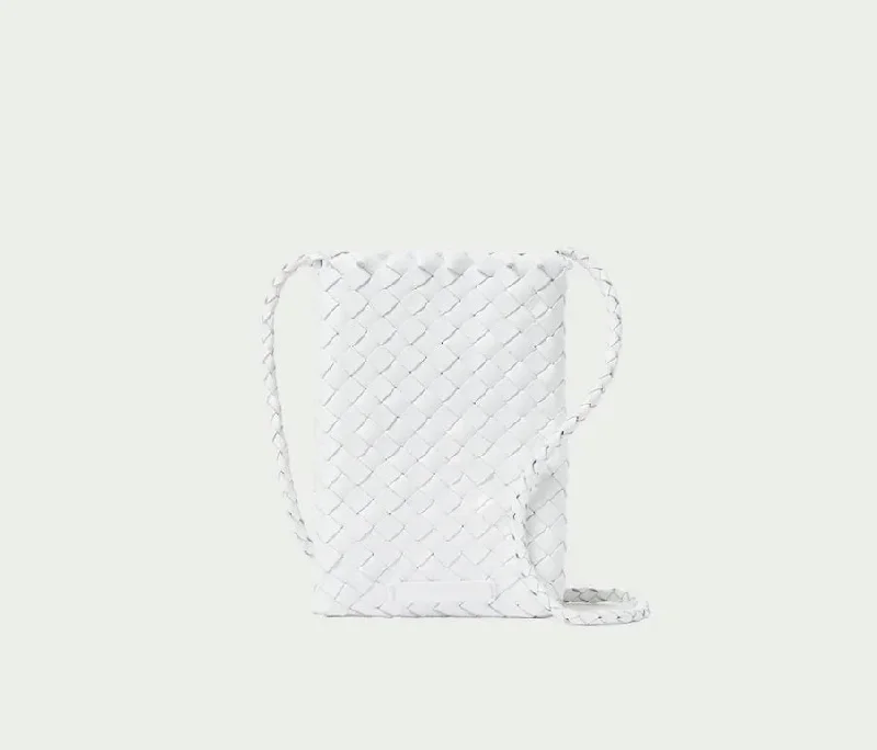 Grace Mini Woven Crossbody White