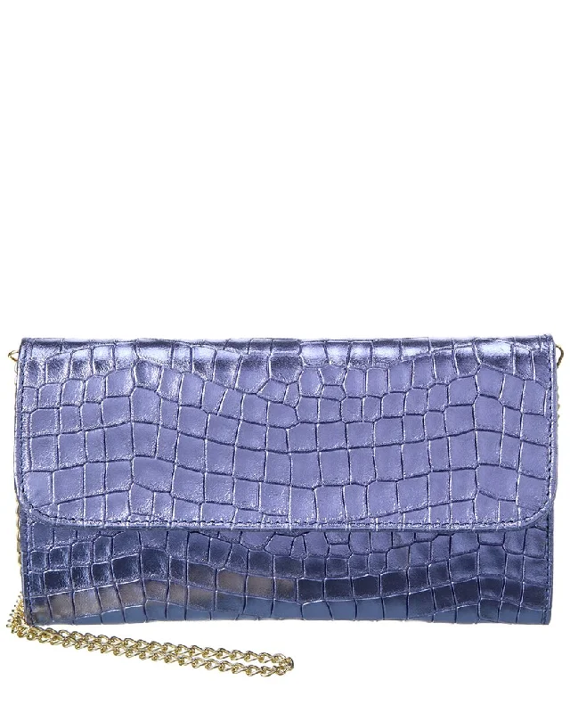 Persaman New York Priscilla Croc-Embossed Leather Clutch