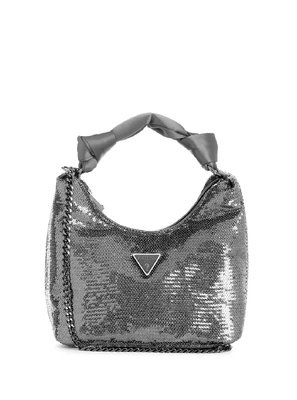 Pewter Velina Sequin Hobo Bag