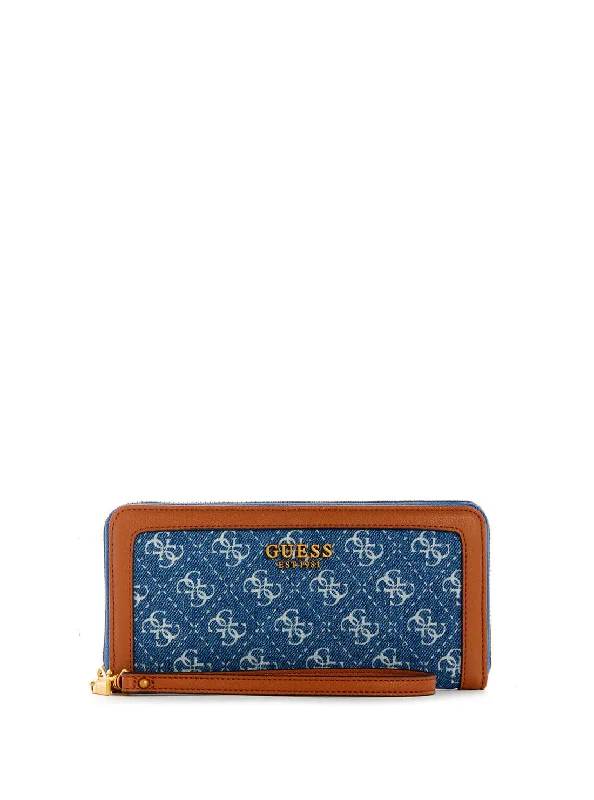 Print Denim Logo Zadie Large Wallet