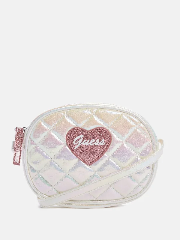 Quilted Iridescent Heart Logo Crossbody