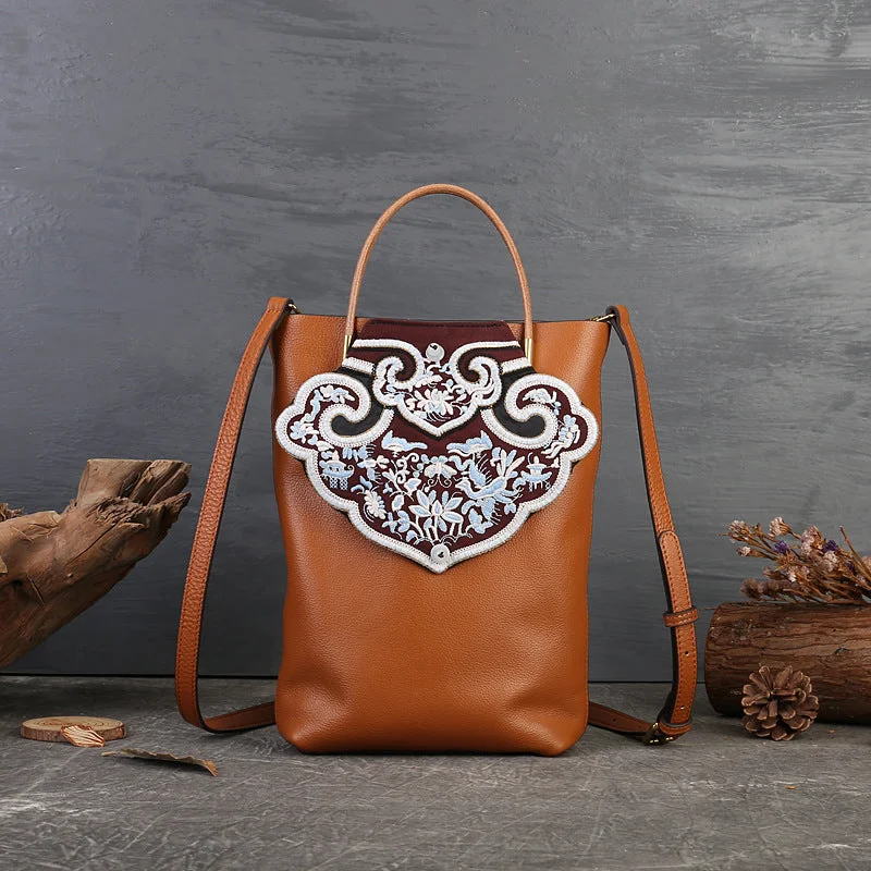 Small Womens Boho Shoulder Bag Brown Tote Bag