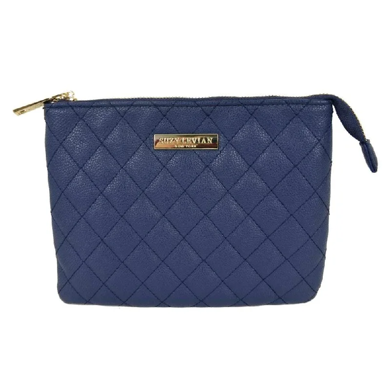 Suzy Levian Small Faux Leather Quilted Clutch Handbag