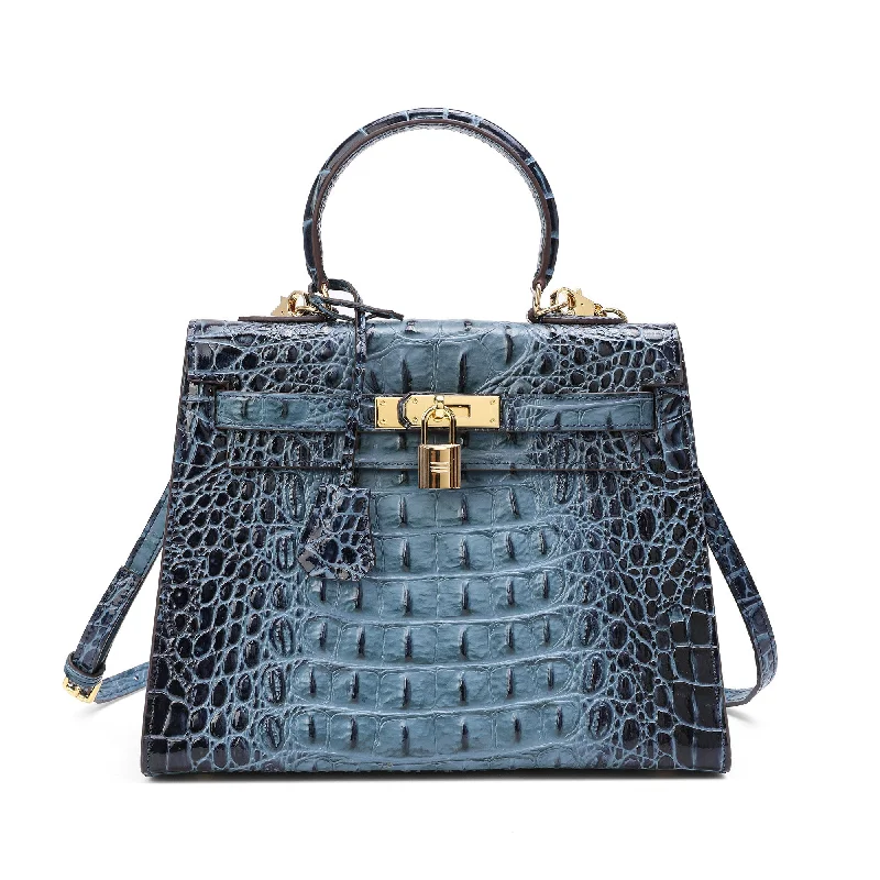 Tiffany & Fred Alligator Embossed Leather Satchel/Shoulder Bag