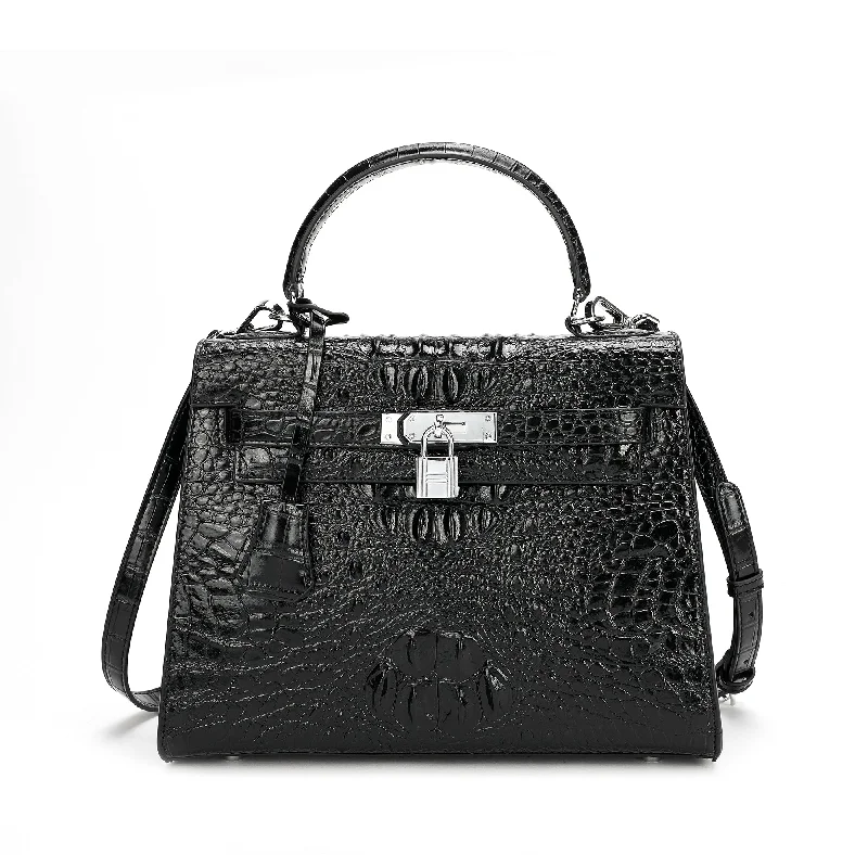 Tiffany & Fred Alligator Embossed Leather Satchel/Shoulder Bag