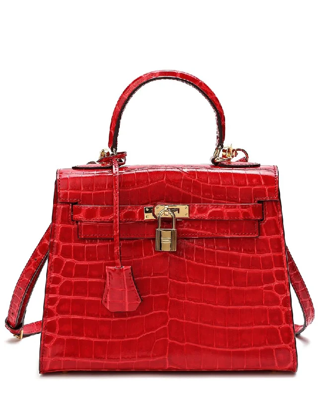 Tiffany & Fred Paris Alligator-Embossed Leather Satchel