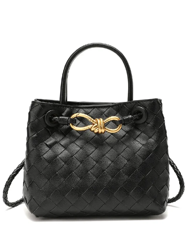 Tiffany & Fred Paris Woven Leather Top-Handle Bag