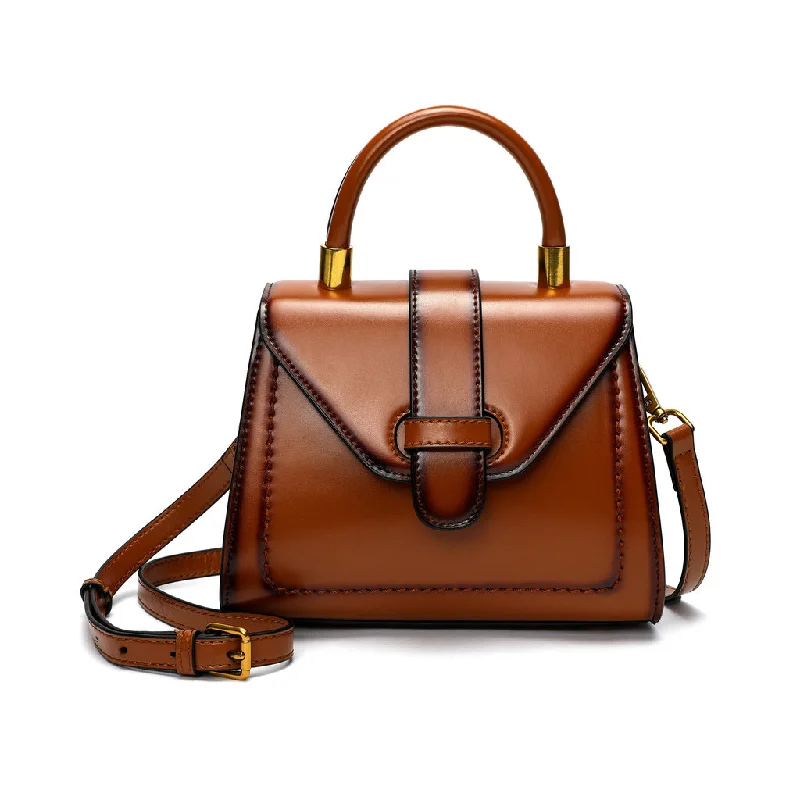 Tiffany & Fred Smooth & Polished Leather Top-Handle Foldover Satchel