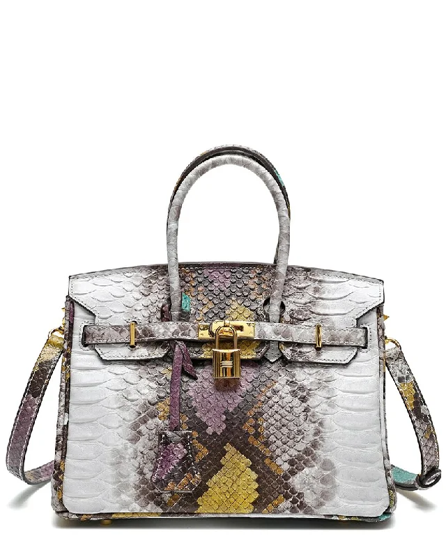 Tiffany & Fred Snake-Embossed Leather Satchel