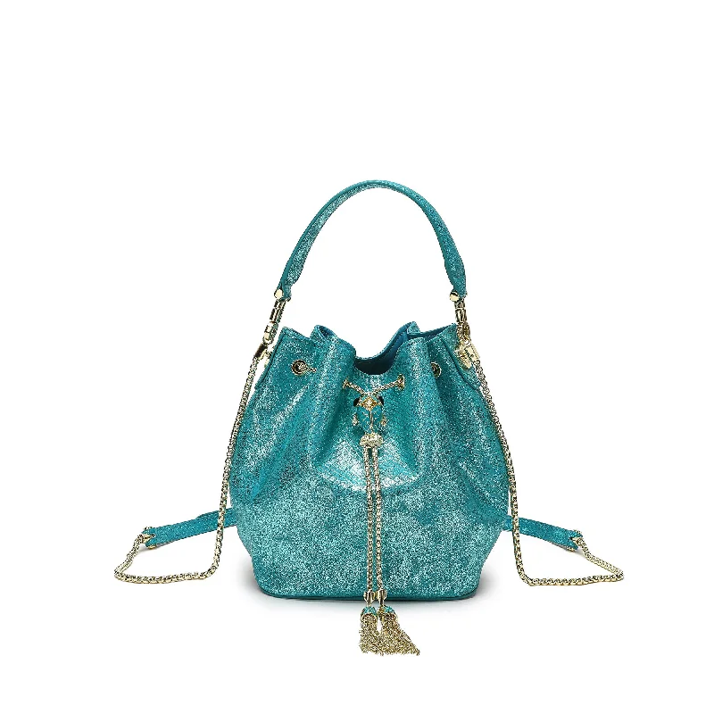 Tiffany & Fred Snake Pattern Leather Drawstring/ Shoulder Bag