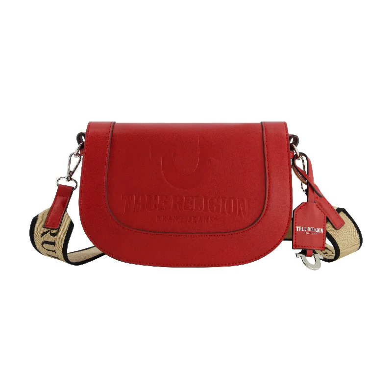 True Religion debossed logo flap shoulder bag