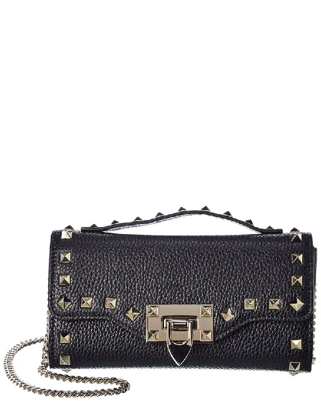 Valentino Rockstud Grainy Leather Clutch