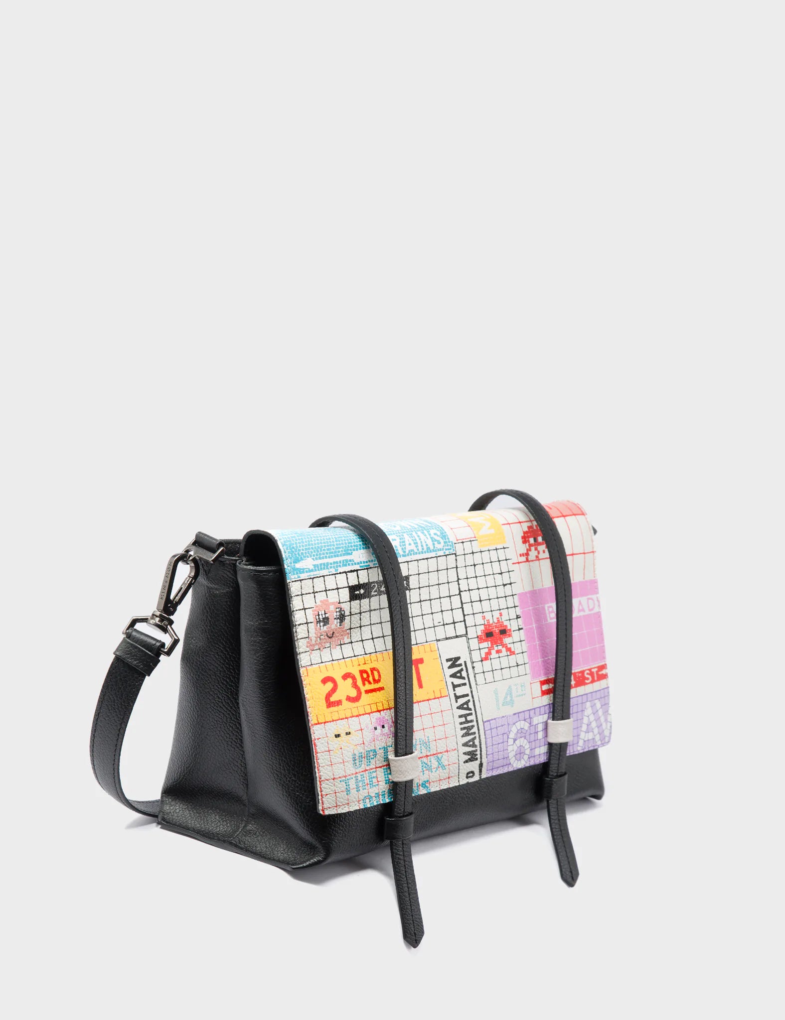 Victor Black Reversible Small Messenger Bag - Subway Stories Design