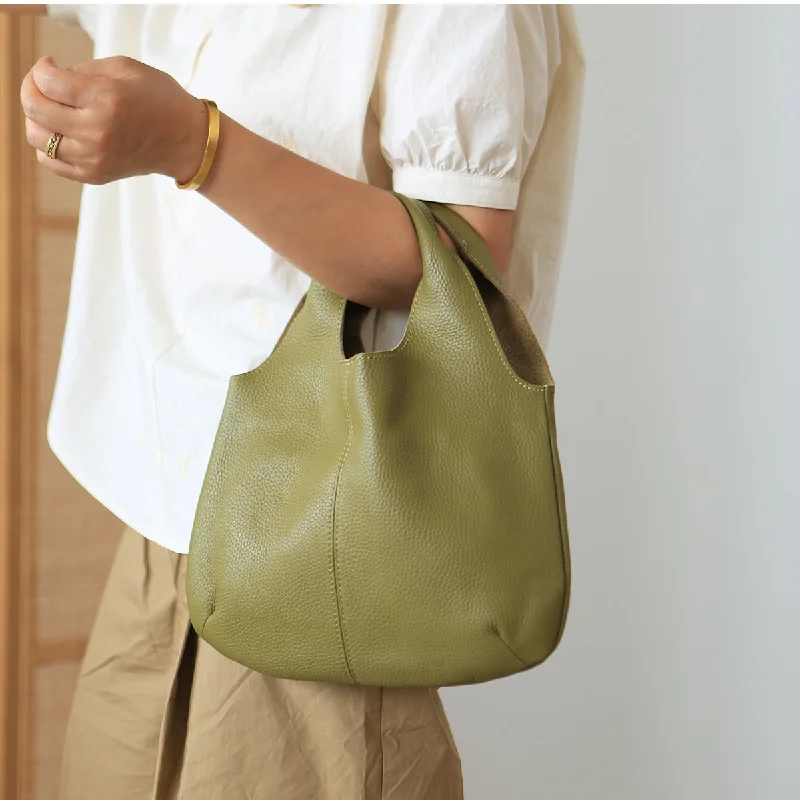 Vintage Womens Small Leather Tote Bag Green Leather Handbags For Women