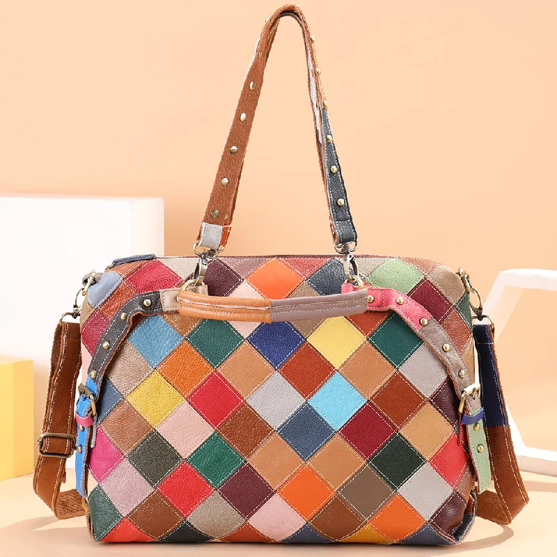 Westal Women Multicolor Genuine Leather Tote Bag Leather Purses and Handbags Crossbody Bag Women Shoulder Bag Luxury Handbag