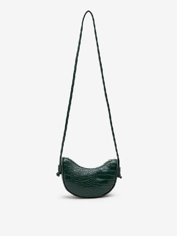 Westside Accessories Green Textured Baguette Bag